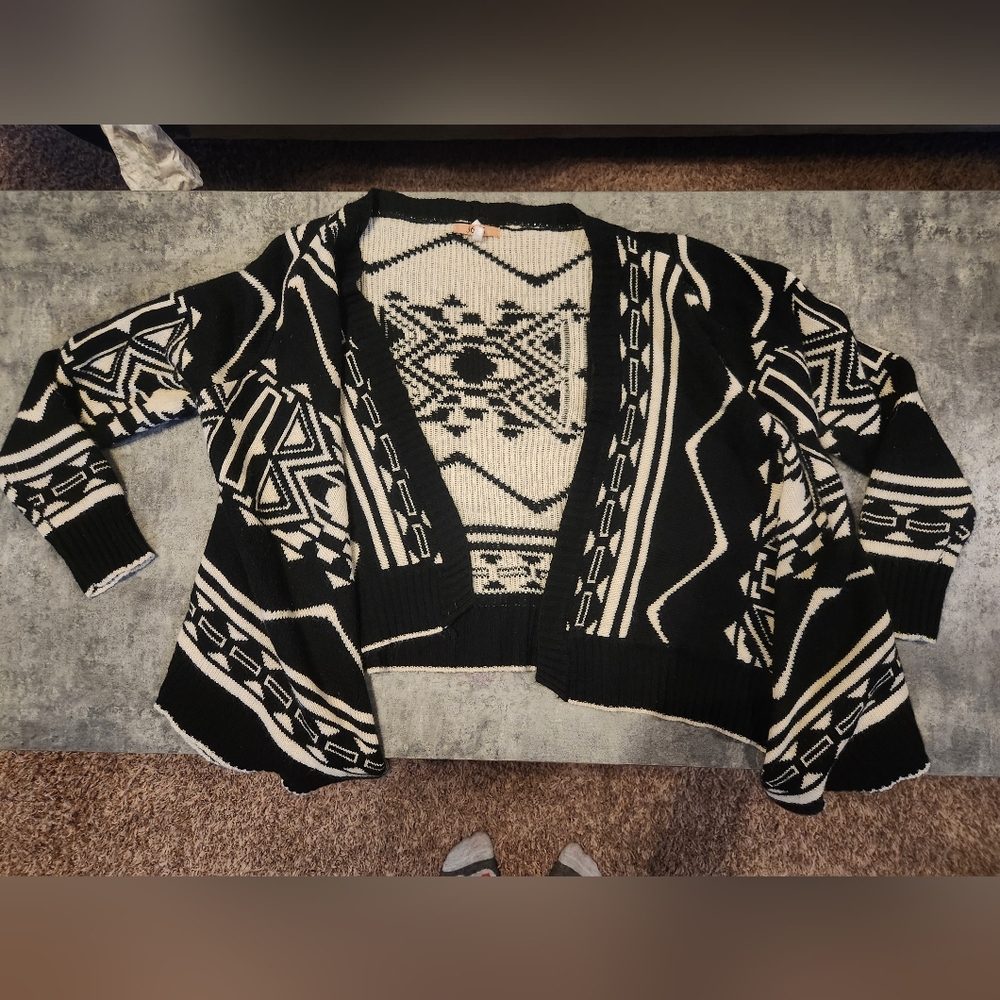 Aztec Print Cardigan Sweater